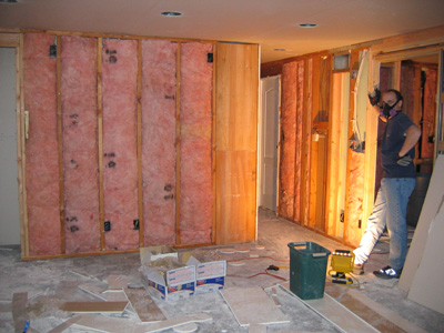 extra insulation used as sound proofing in interior walls